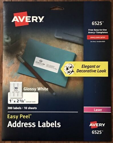 Avery 6525 Glossy White Address Labels for Laser Printers, 1