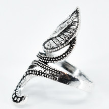 Bohemian Vintage Inspired Silver Tone Leaf Vine Wrap Statement Accent Ring image 2