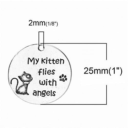Cat Memorial 25mm Antiqued Silver Plated Pet Loss Charms 5 PCs