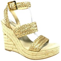 MICHAEL Kors Espadrille Gold Leather Strap Sandals Wedges Slingbacks 38 8 $169 - $65.00