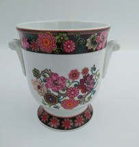 VERA BRADLEY Mod Floral Pink Andrea by Sadek Porcelain Planter Vase w/ H... - $20.69