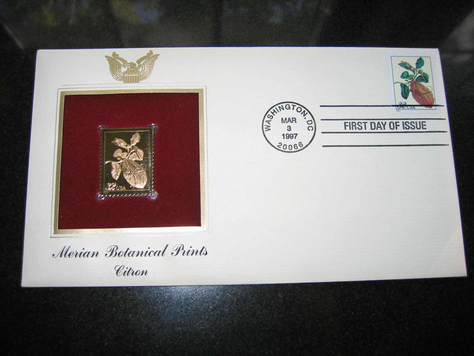 1997 Gold Stamp 22 kt Gold Merian Botanical Prints Citron Collectable ...