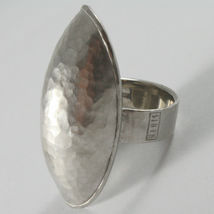 SOLID 925 SILVER OVAL BIG BAND RING, SATIN AND HAMMERED BY NANIS, MADE IN ITALY image 3