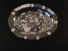 Used Mikasa Holiday Lights Sweet Dish 9&quot; Frosted Glass Angel Christmas Dish - $16.10