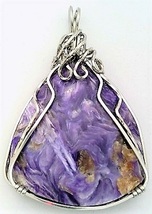 Charoite Stainless Steel Wire Wrap Pendant 4 - $25.99