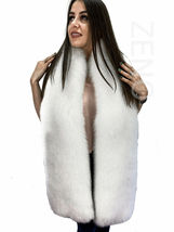 Double-Sided Arctic Fox Fur Stole 75' King Size Two Full Pelts Collar All Fur image 6