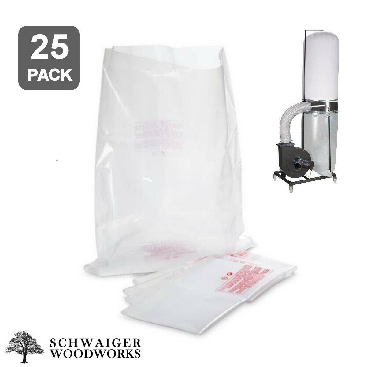 (25) Plastic Dust Collector Bags Harbor Freight Central Machinery 97869