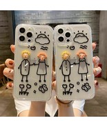 3D Relief Cute Couple Lovers Boy Girl Transparent Phone Case For iPhone ... - $9.90