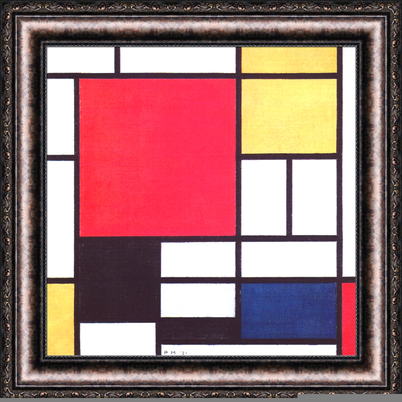 Piet Mondrian Composition in Red Yellow Blue and Black Framed 27