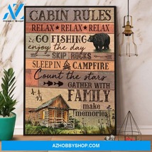 Wilderness Cabin Rules Relax Go Fishing Vintage Poster Canvas Wall Decor... - $49.99