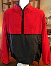 EDDIE BAUER VTG 80s 90s Red Black Blue Windbreaker Nylon Rain Jacket Sz L #186 - $30.37