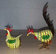 Lenox Barnyard Brilliance Glass Hen And Rooster Set - $28.01