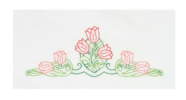 Jack Dempsey Needle Art Tulips Perle Edge Pillowcases - $15.26