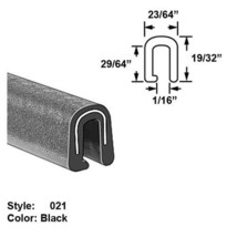 Black 15//16 x Wd 3//4 Style 037 EPDM Rubber U-Channel Push-On Trim Ht 25 ft long