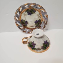 Rare Vintage Teacup and Saucer, Nasco Del Coronado, Japan, Gold Luster Grapes image 7