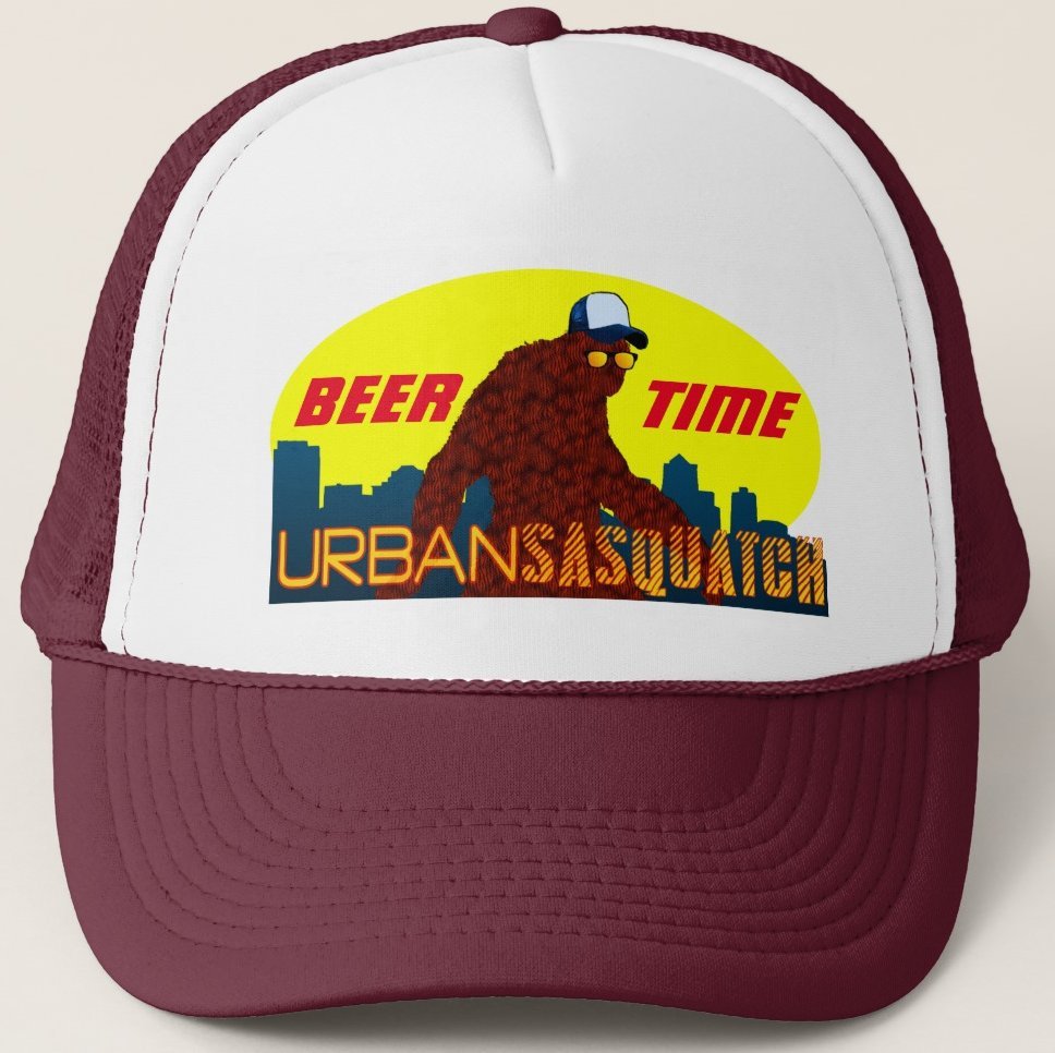 Urban Sasquatch BEER TIMEl Trucker Hat - Maroon (Wine)