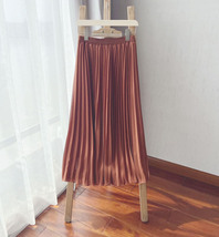 Mid-Length - Pleated Chiffon Skirt - Brown - Custom Plus Size by Dressromantic