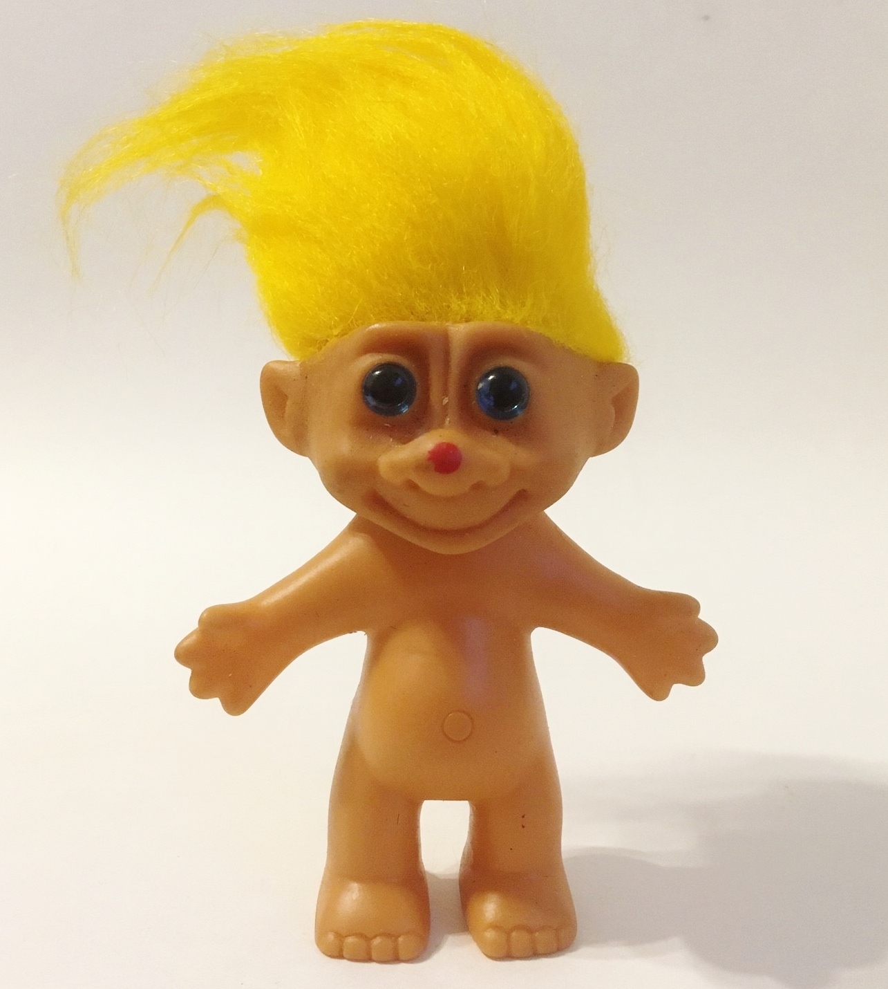 Troll Doll Orange Hair Blue Eyes Red Dot on Nose Vintage Plastic ...