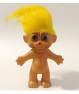 Troll Doll Orange Hair Blue Eyes Red Dot on Nose Vintage Plastic Collectible Toy - $20.00