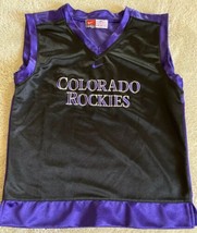 Nike Colorado Rockies Baseball Boys Purple Silver Black Embroidered Tank Top 6-7 - $9.28