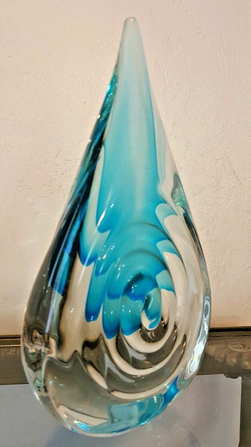 Teardrop Art Glass Sculpture Statue Centerpiece Gallery Hand Blown Home