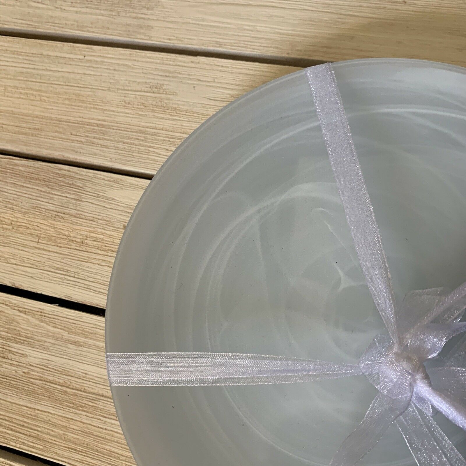 AKCAM TURKISH GLASS White Matte Swirl Salad Plates Set Of 4 HOLIDAY Other