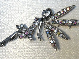 Silver AB Crystal Fairy Pin Brooch Multi Coloured - $26.21