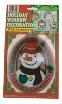  Snowman Holiday Window Decoration With Suction Cup Season&#39;s Greetings - $9.40