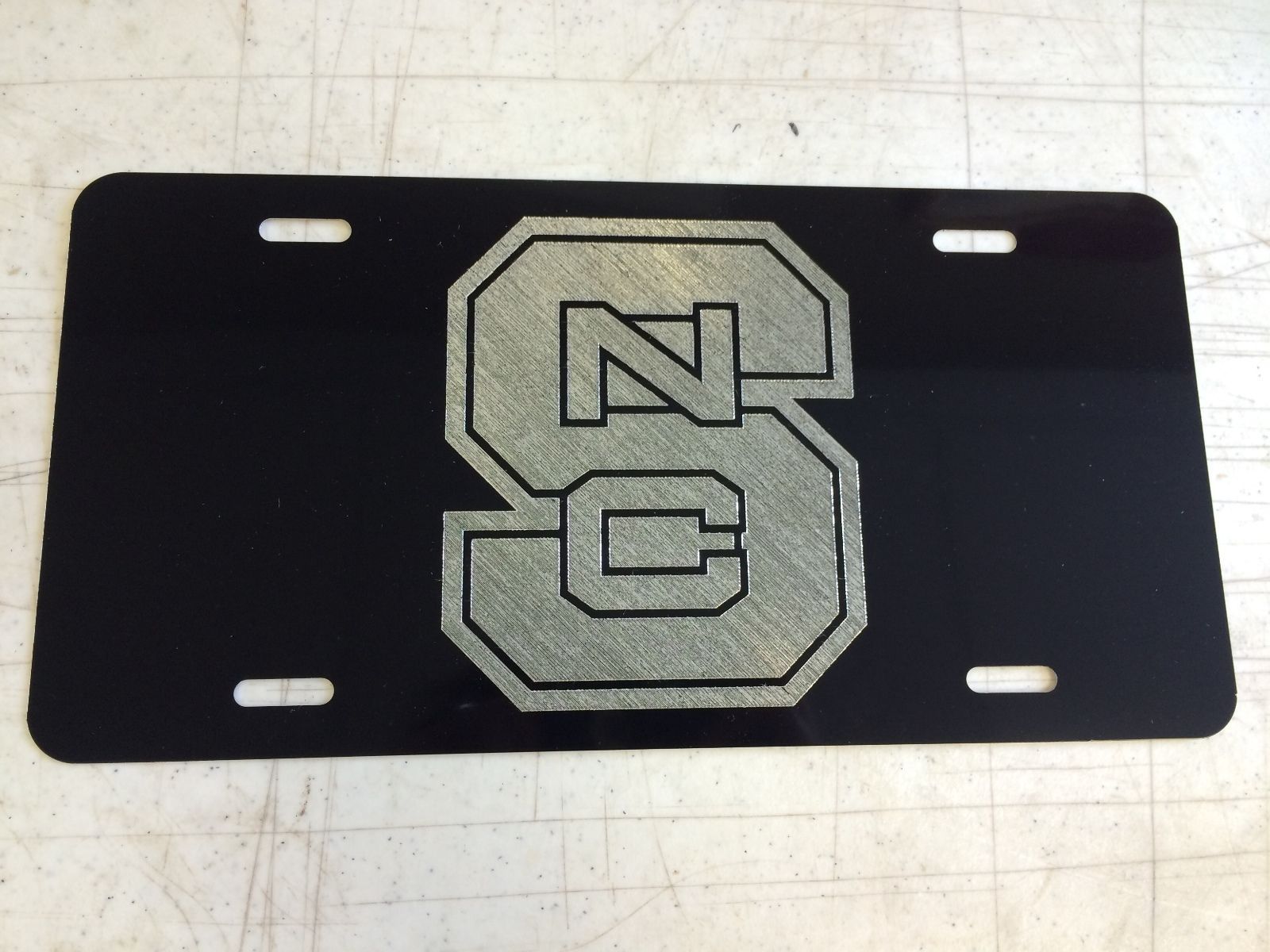 NC STATE LOGO Car Tag Diamond Etched on Aluminum License Plate