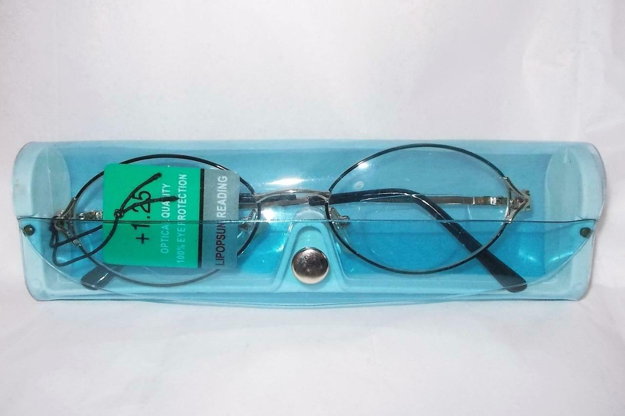 READING GLASSES BIFOCAL OVAL SHAPE COLOR CHOICE READERS  BLUE CASE FREE US SHIP