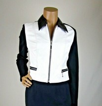 J.Harris Vintage Leather Jacket Size M Knit Sleeves Back Faux Zip Pocket... - $26.60