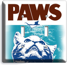 FUNNY PAWS JAWS CAT CATCHING MOUSE DOUBLE LIGHT SWITCH WALL PLATE ROOM A... - $15.99