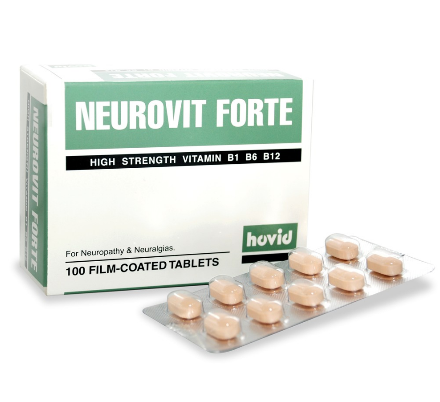 100 Tablets Neurovit Vitamin B1, B6 & B12 for Numbness, Tingling & Nerve Relief