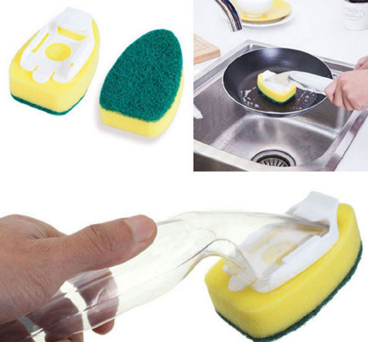Handle Magic Sponge Brush Head Kitchen Cleaning Brush Replacement Head