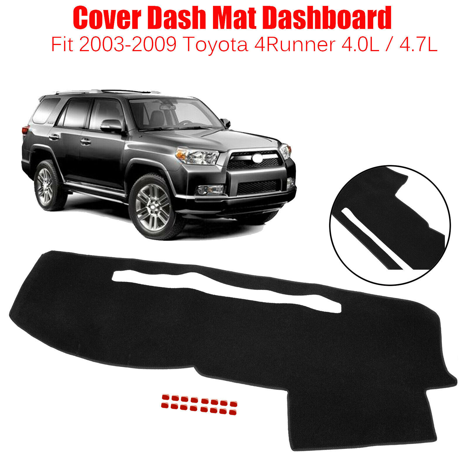 Dash Cover Mat Dashboard Pad Fit 2003-2009 04 05 Toyota 4Runner 4.0L/ 4.7L Black
