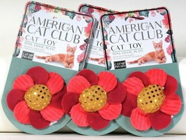 3 Count American Cat Club Catnip Infused Flower Fun Toss Chase & Play Cat Toy