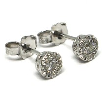 18K WHITE GOLD EARRINGS, CENTRAL AND FRAME DIAMONDS, FLOWER, 0.26 CARATS image 1