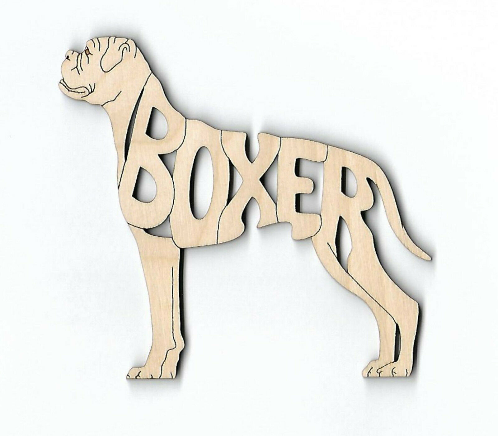 Boxer dog with natural ears and tail laser cut wood Magnet