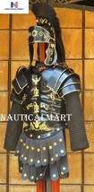 NauticalMart Roman Black Muscle Armor Cuirass Set &Helmet W/Plume with Chainmail