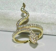 Snake Ring 1.50 Ct Round Cut diamond Created 14k Yellow Gold Finish 925  - $199.99