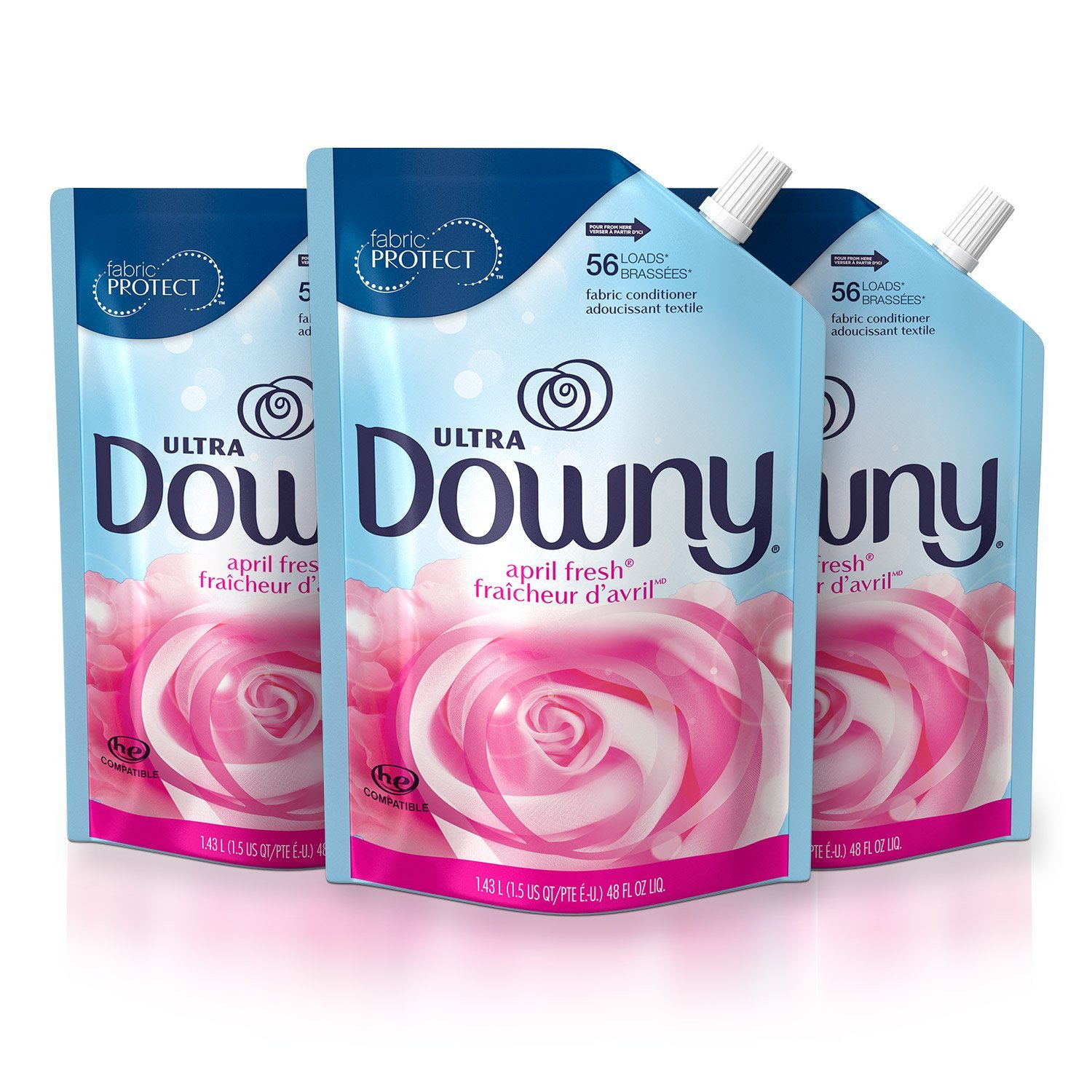 Primary image for Downy Ultra Liquid Fabric Softener Conditioner, April Fresh, 48oz Pouch (3 Pack)