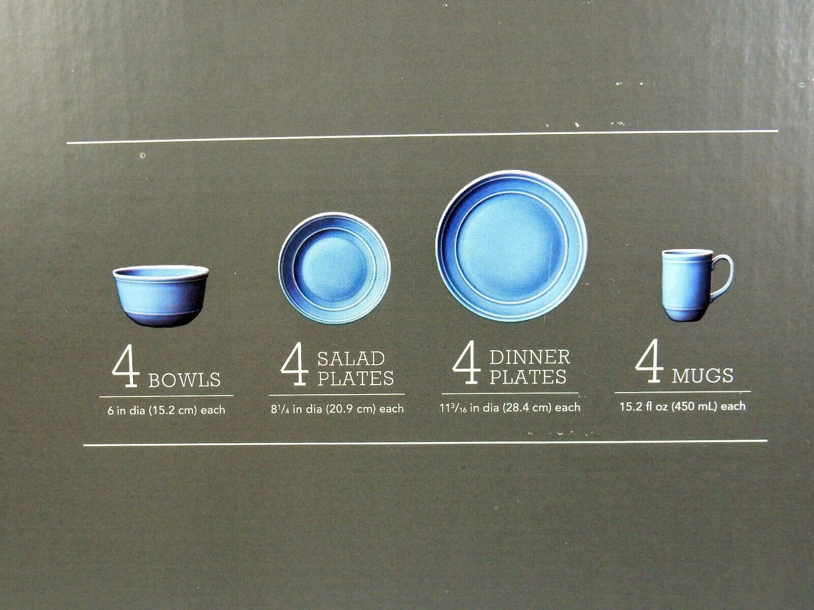 16 Piece Porcelain Dinnerware Set, Courtland by Threshold Designs Dark