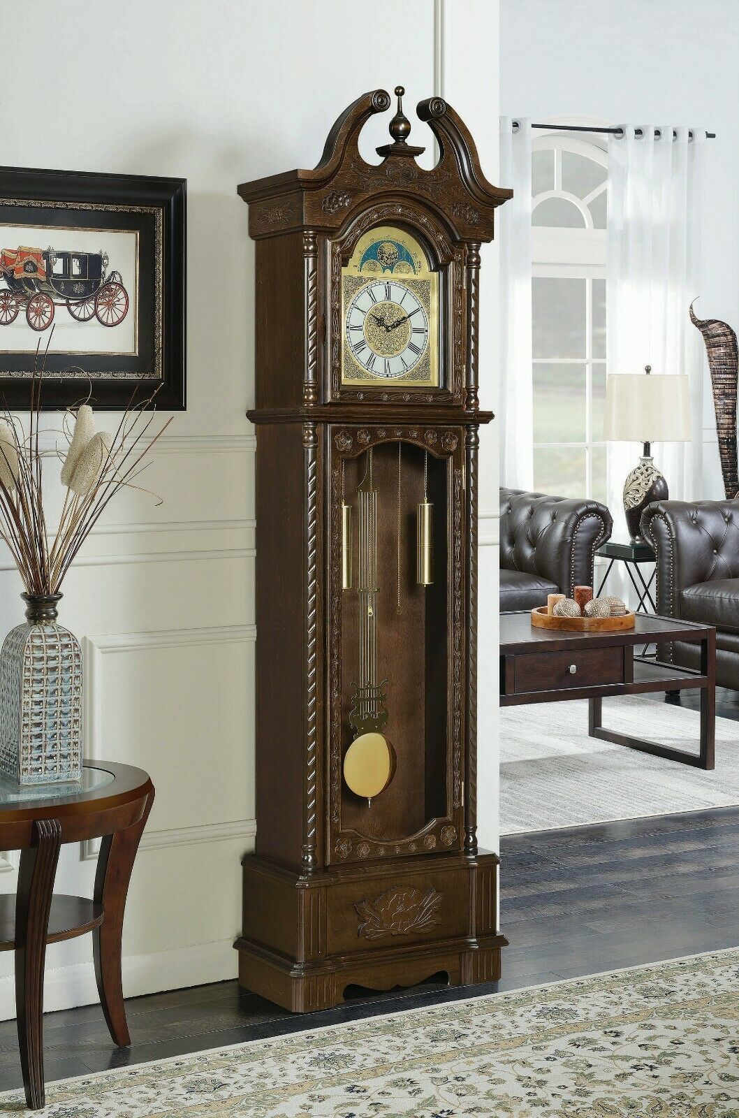 Traditional Grandfather Clock with Westminster Clock Chimes & Pendulum