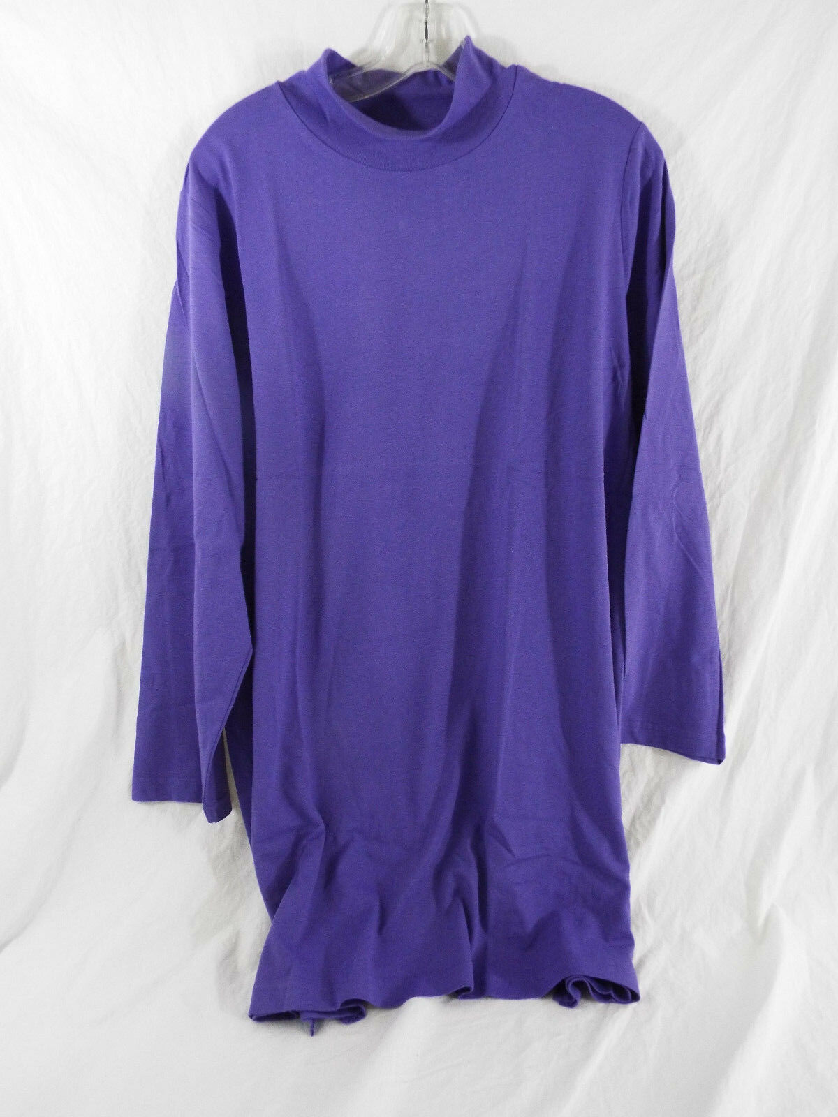Women's Plus Size Mock Neck Trapeze Long Sleeve Tunic in Purple Extra ...