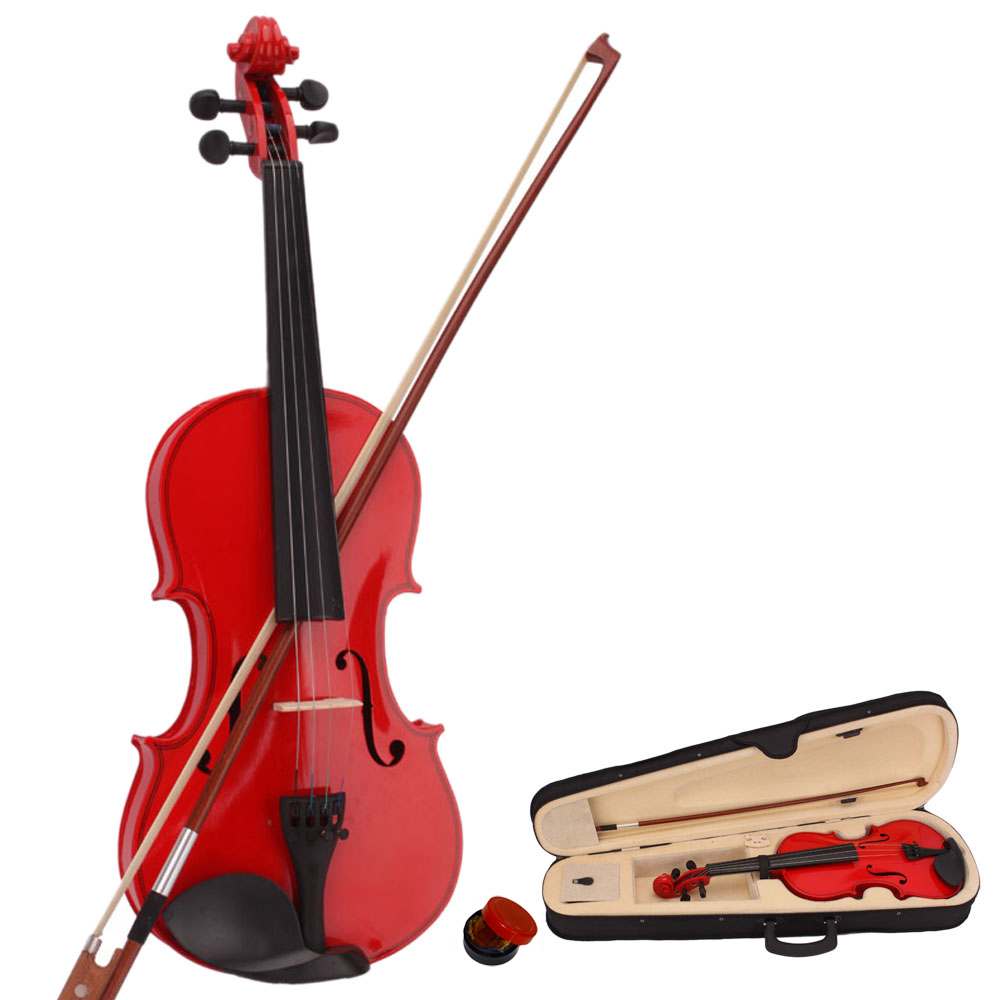 4/4 Beginner Student Acoustic Violin With Case Bow Rosin Red