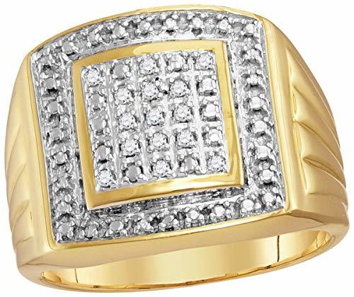 Elegant Touch Mens Rings 14K Yellow Gold Plated Round Diamond Pinky Ring 925 Ste