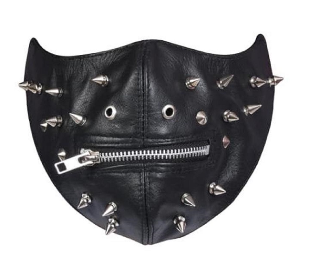 Unixes Silver Studs Leather Face Mask Tree Spike Men & Women Zipper