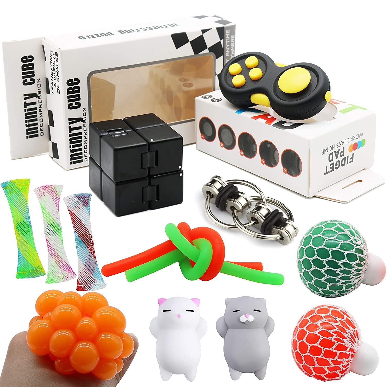 12 Pack Y Fidget Toys Set,Infinity Cube,Fidget Pad Cube,Stress Balls,F