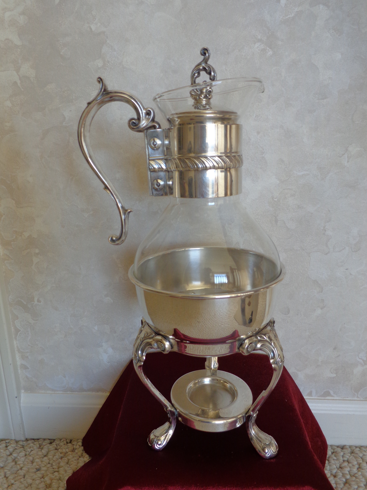 Vintage F. B, Rogers Silver Plate Coffee Carafe on a Warming Stand