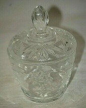 Anchor Hocking EAPC Prescut Clear Glass Sugar Bowl w Lid Star David Vintage MCM - $24.74
